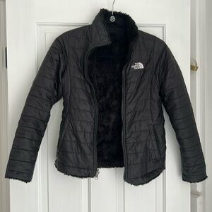 Black Northface reversible winter coat kid size 12